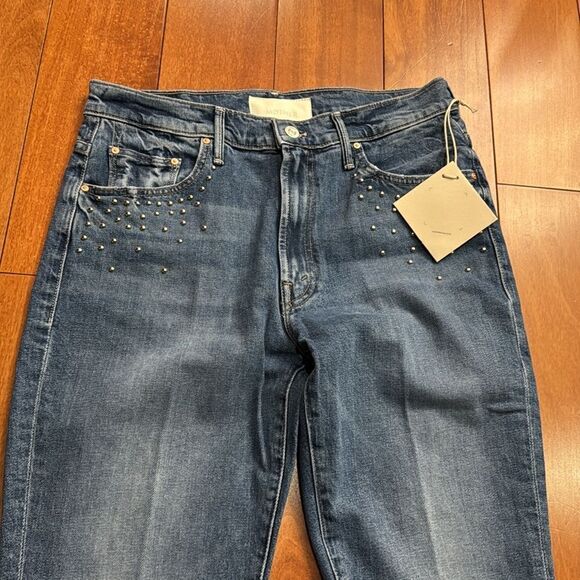 NWT MOTHER Women's The Insider Flood Jeans Stud size 34 - Picture 9 of 16